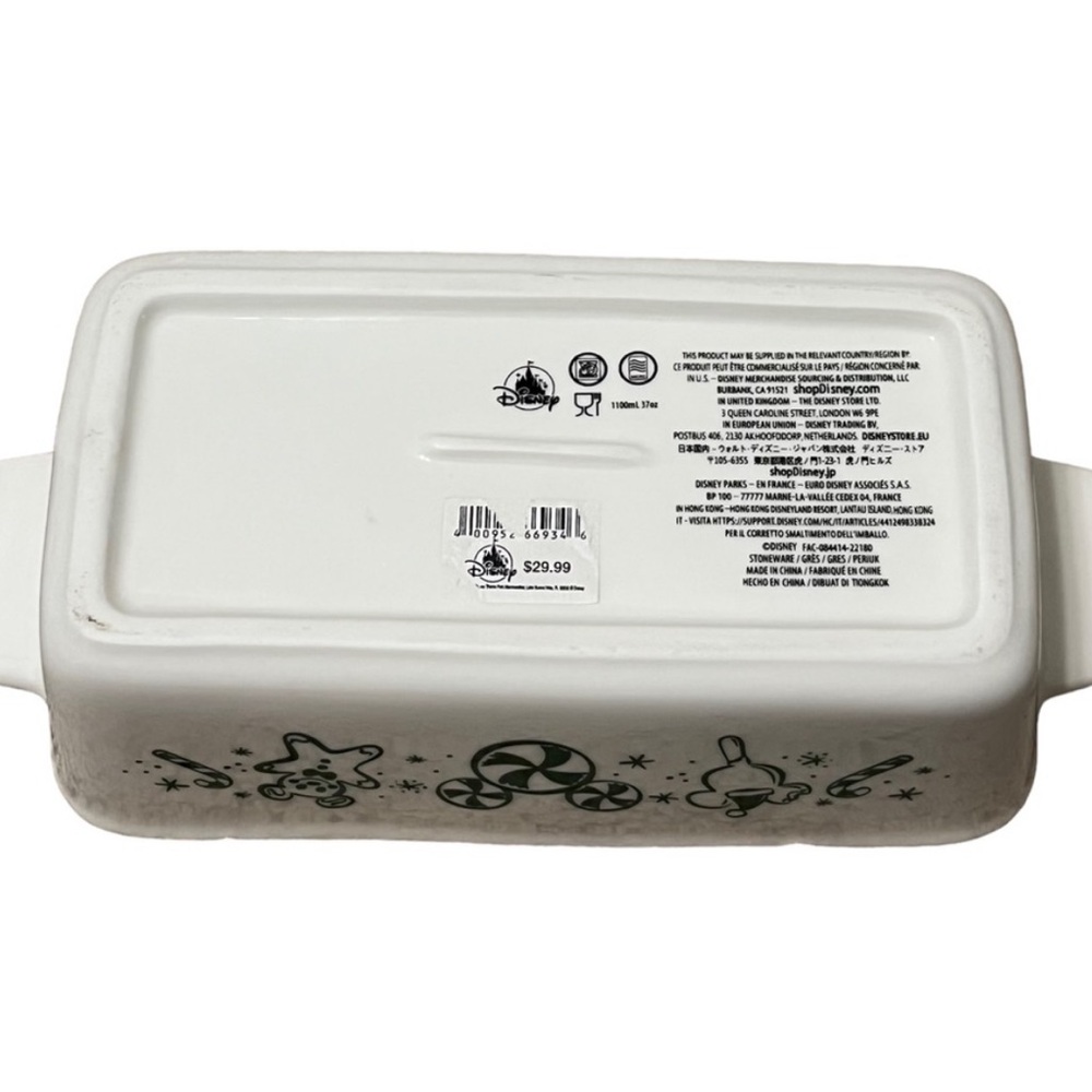Disney Parks Holiday Ceramic Bread Loaf Pan Christmas Mickey New - Picture 4 of 4